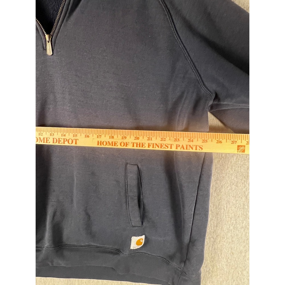 Carhartt Mens 2XL Navy Blue Quarter Zip Pullover Sweatshirt Raglan Sleeve Pocket - Picture 4 of 7